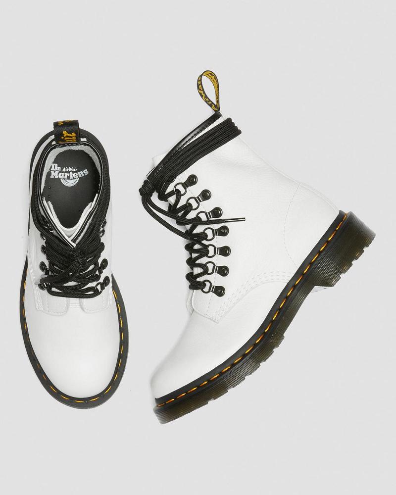 Dr Martens 1460 Laced Virginia Læder Snørestøvler Dame Hvide | DK 167WNB